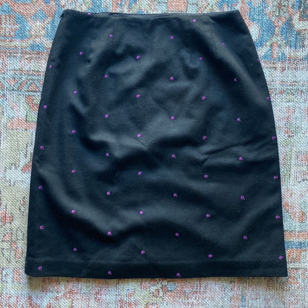 J. MCLAUGHLIN Wool Cashmere Blend Embroidered Dot Skirt - Black 8 - Picture 2 of 7